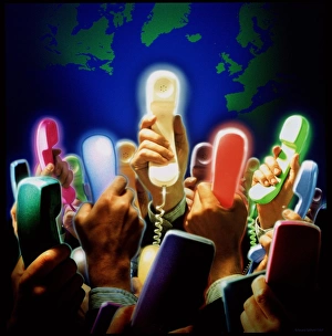 Communication Technology Images Drucke: Conceptual image of global communication