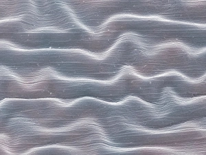 Drucke von Kontaktlinsen. Farbige Rasterradiographie (SEM) der Oberfläche eines Kontaktlinses Bilder Datiert 2002 April: Oberfläche einer Kontaktlinsenoberfläche mit dem Mikroskop-Elektronen-Mikroskop (SEM)