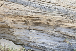 Drucke von Kreuzschichtung an einer Strandkliffsface Bilder Datiert 2012 Juli: Überschichtung auf einer Klippenwand