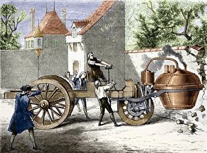 Steam Powered Cars Drucke: Cugnots Engine 1769