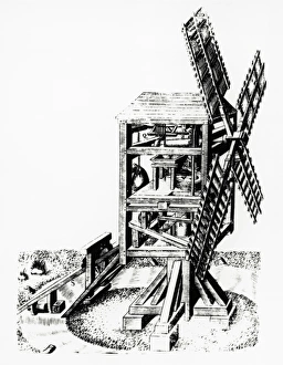 Bilder Datiert 5. Januar 2004: Kunstwerk mit abgetrenntem Teil eines Windmühlenrades zum Mahlen von Mais.