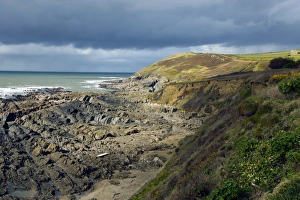 Devon Coast Scenery Drucke: Devonian slate coastline