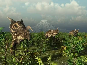 Late Cretaceous Period Drucke: Einiosaurus dinosaurs, artwork