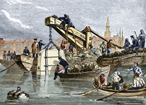 19th Century Engineering Drucke: Diving bell use