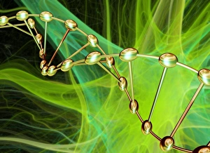 Nerve Cell Structure Drucke: DNA and nerve cell, computer artwork