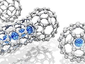 Nanotechnology Applications Drucke: Doping buckyball molecules, artwork