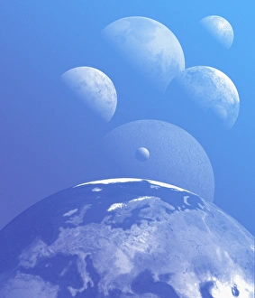 Planetary System Illustration Drucke: Earth and planets