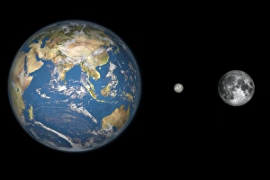 Planeten Drucke: Erde, Plutoid und der Mond Kunstwerk