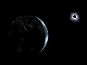 Total Solar Eclipse Drucke: Earth and solar eclipse