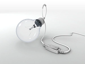 Energy Saving Light Bulb Drucke: Electric light bulb with on-off switch