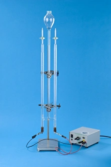 Drucke von Elektrolyse von Wasser mit Hilfe eines Hoffmann-Voltameters zur Zerlegung der Moleküle des Wassers Bilder Datiert 2009 Juli: Elektrolyse des Wassers