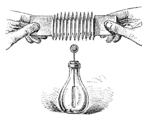 French Popular Science Weekly Drucke: Electroscope experiment, 19th century