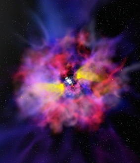 Emission Nebula Pictures Drucke: Emission nebula, computer artwork