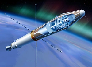 Drucke von Der erste erfolgreiche künstliche Satellit der USA war die Explorer 1 im Weltraum Bilder Datiert 2007 Februar: Entdecker 1 im Weltraum
