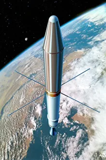 Sputnik Drucke: Entdecker 1 im Weltraum, Kunstwerk