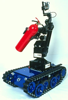 Drucke von Roboterbrandinsatzmann. Robot entwickelt zur Bekämpfung von Bränden in gefährlichen Bereichen wie chemischen Werken oder Kernreaktoren Bilder Datiert 1998 Februar: Feuerwehrroboter