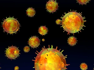 Computer Artwork Of Viruses Drucke: Flu virus particles