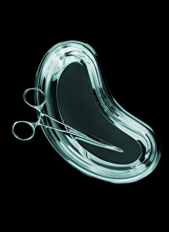 Operating Room Equipment Drucke: Forceps in a kidney dish