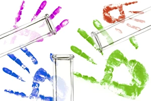 Crime Scene Investigation Tools Drucke: Forensic identification, conceptual image