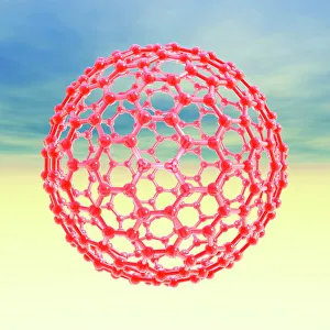 Spherical Fullerene Drucke: Fullerene molecule, computer artwork