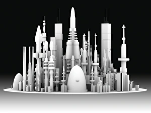 Computer Generated Artwork Drucke: Futuristic cityscape, artwork