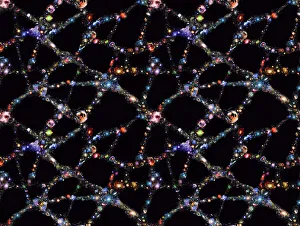 Bilder, datiert 2007: Weltverteilung der Galaxien, Computerkunstwerk