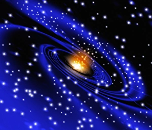 Space Science Illustration Drucke: Galaxy formation, computer artwork