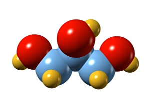 Drucke von Glycerin, molekular Modell. Glycerin wird auch als Glyzerol bezeichnet und ist ein süßer dickflüssiger Stoff, der aus Fetten und Ölen gewonnen wird Bilder Datiert 2009 Oktober: Glykeraldehyd Molekül