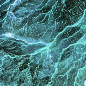 Grafiken Und Muster Drucke: Trockene Flussbetriebe im Satellitenbild