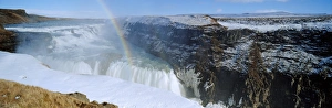 Rainbow Waterfall Iceland Drucke: Gullfoss Falls