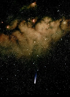 Drucke von Halley's Comet unter der Milchstraße, Kunstwerk. Dies ist ein Bild aus dem Jahr 1986, das letzte Mal war dieser Komet von der Erde sichtbar gewesen Bilder Datiert 2003 November: Halley-Comet