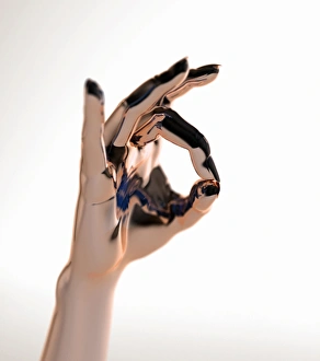 OK Sign Gesture Drucke: Hand making OK sign, computer artwork