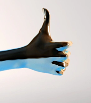 Hand Signal Meaning Drucke: Hand with thumb pointing up, artwork