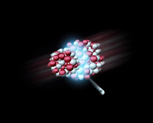 Large Hadron Collider LHC Drucke: Heavy atomic nuclei colliding, artwork