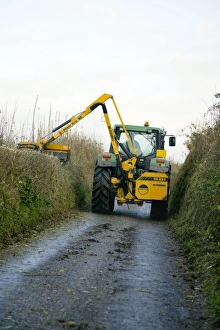 Devon UK Landscape Drucke: Hedge cutting