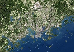 Baltic Sea Shoreline Photos Drucke: Helsinki, satellite image