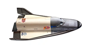 Drucke von Der Hermes-Raumschutzwagen, Kunstwerk. Diese von der Europäischen Weltraumorganisation (ESA) vorgeschlagene Raumschiffart sollte eine Rolle übernehmen ähnlich wie die NASA-Space-Shuttle Bilder Datiert 2012 Februar: Rakete Hermes-Raumschiff, Kunstwerk