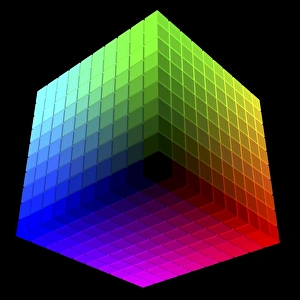 Drucke von Kunstwerk des Computers zur Hickthier-Farbkugel, benannt nach Alfred Hickethier, der dieses Farbsystem im Jahr 1952 veröffentlichte. In einer Kugel sind 1000 Farben aufgeordnet Bilder Datiert 2010 März: Farbenkubus von Hickethier, Computer-Kunstwerk