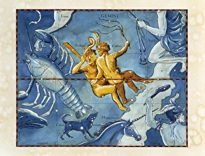Gemini Constellation Drucke: Historical artwork of the constellation of Gemini