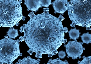 Computer Artwork Viruses Drucke: HIV particles, computer artwork