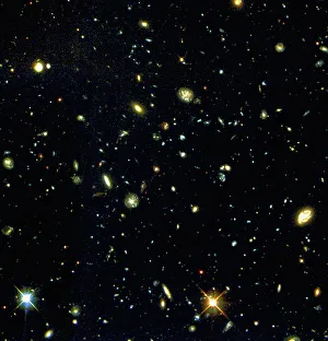 Drucke von Remoteste Galaxien. Bild des Weltraumteleskops Hubbles mit einer Tieffeldbetrachtung mehrerer tausender noch nie gesehener extrem weit entfernter Galaxien Weltraumdrucke: Ein tiefes Blick auf mehrere sehr entfernte Galaxien durch das Hubble-Teleskop