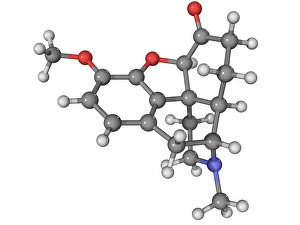 Pain Relief Medication Drucke: Hydrocodone drug molecule