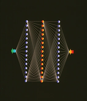 Neural Network Diagram Drucke: Illustration of neural net in computer application
