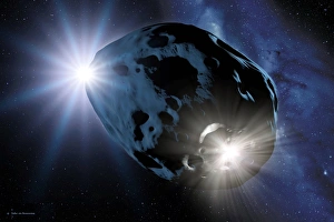 Solar System Formation Drucke: Impact on an asteroid, artwork