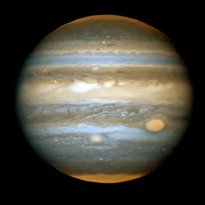 Drucke von Jupiter ist der fünfte Planet von Sonne und größter im Sonnensystem. Der Planet hat eine rote Kerze als Kern, aber besteht hauptsächlich aus flüssigem und gasförmigem Wasserstoff und Helium Weltraumdrucke: Jupiter