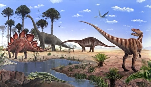 Prehistoric Animals Drucke: Jurassic dinosaurs, artwork