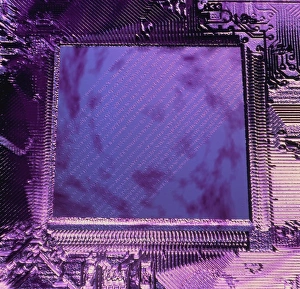Makrophotographie eines Intel-Computer-Mikrochips.
