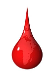 Drucke von Malaria ist ein Konzeptkunstwerk. Ein roter Tropfen Blut zeigt die Umrisse des Kontinents Afrika Bilder Datiert 2008 Oktober: Malaria ist Konzeptkunst