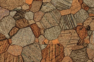 Polarised Light Micrograph Drucke: Marble, thin section, polarised LM