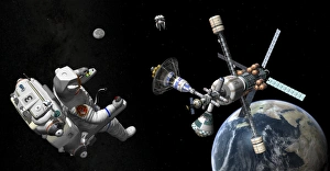 Mars-Raumschiffzweier mit Kunstwerk